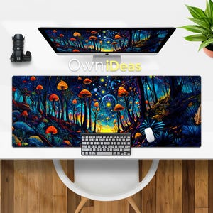 Dschungel-Pilz-Schreibtischunterlage Bürozubehör Ästhetisches Büro Accessorie Benutzerdefiniertes Mauspad Großes RGB-Licht Personalisierte Maus Gaming-Mausunterlage