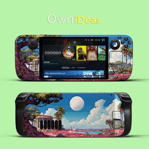 Steam Deck Skins mit Clear Case Garten unter dem Mond Benutzerdefinierte Bilder Einzigartiges Spiel Geschenk für Freundinnen