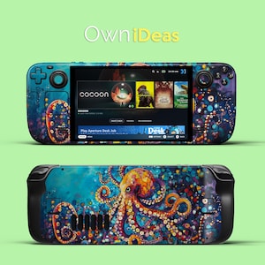 Steam Deck Skin Unique Colorful Octopus Design Game Console Accessories For Steam Deck and Steam Deck Oled Clear Case
