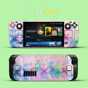 Steam Deck OLED Gaming Transparent Protective Case with Decal Skin Rainbow Disco Design Customizable Gaming Gift for Girlfriend