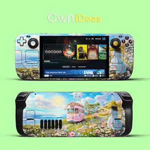 Custom Steam Deck Clear Floral Sea Bus Decal Vinyl Sticker For Steam Deck and Steam Deck Oled