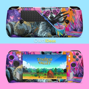 ASUS Rog Ally Gaming Sticker Decal Skin with Clear Protective Case Fashion Raccoon&#39;s Party Design Customizable Photo Birthday Gift