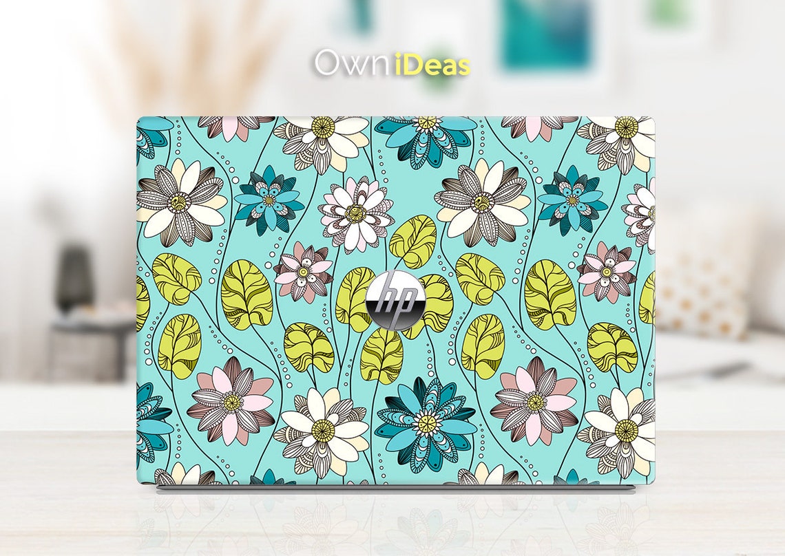 Hp Laptop Cover Skins Blue Flowers Design Personalized Gift Etsy