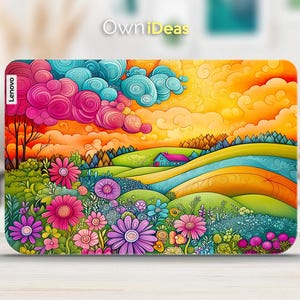 Adhesivo de vinilo personalizado con diseño de paisaje colorido para portátil Lenovo Yoga6 13, para Yoga, Thinkpad, Thinkbook, Ideapad, Legion Slim Series