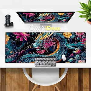 Bürozubehör Blauer Drache Schreibtischmatte Benutzerdefinierte Schreibtischmatte Geschenk Aästhetische Mauspad Großes RGB-Licht Personalisierte Maus Gaming-Mauspad