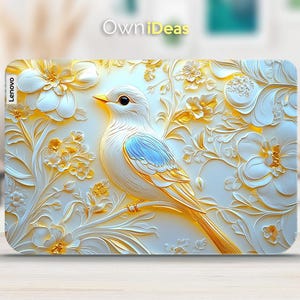 Pegatina para portátil Lenovo con diseño de pájaro amarillo, regalo personalizado para hermanas, para yoga, ThinkPad, ThinkBook, IdeaPad, Legion Slim Series