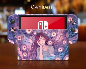 Calcomanía de piel 3M para consola OLED de Nintendo, diseño de fantasía morado, personalizable, foto, regalo para novia, para el Dock Joy-Con OLED de Nintendo.