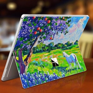 Surface Pro Sticker Oil Painting Prairie Pattern Personalized Gift for Her For Surface Pro 9 8 7 6 5 4 3 X, Surface Go, Surface Go 2, Go 3
