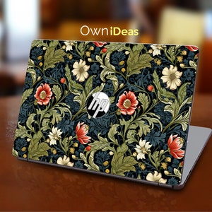 Hp Notebook Skin Green Aesthetic Floral Design Personalized Gift Custom Decal Fits Spectre Envy Pavilion Victus Omen Zbook Elite Probook