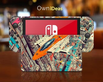 Switch 2 Pro Controller Aufkleber Skin Future City Design Anpassbares Geburtstagsgeschenk für Nintendo Spielkonsole und Dock Oled Dock Konsole