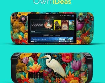 Steam Deck Skins Stickers Accessories with Clear Soft Case Egret's Garden Design Custom Anime Images Birthday Gifts for Boyfriends