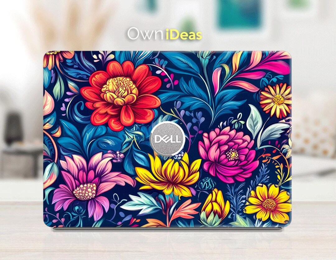 Dell Laptop Sticker Beautiful Colorful Flower Design Personalized Gift ...