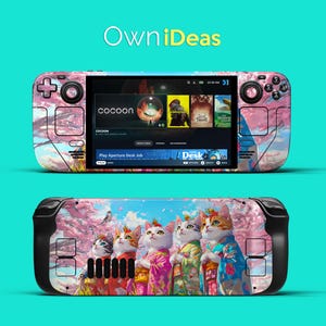 Süßer Japanische Katze Design Steam Deck Skin Vinyl Sticker für Steam Deck und Steam Deck Oled Clear Case