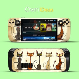 Steam Deck Skin Fünf Katzen Design Vinyl Aufkleber für Steam Deck und Steam Deck Oled Clear Case