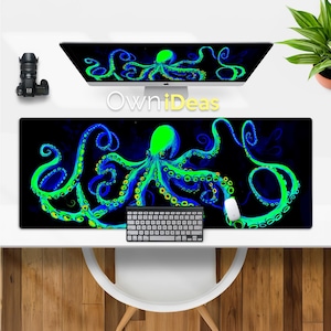 Computer Bürozubehör Große Krake Schreibtischmatte Geschenk für Freunde Ästhetisches Mauspad Großes RGB Licht Personalisiertes Gaming Mauspad