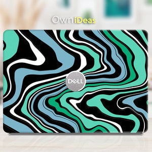Skin pour Dell Latitude 3520, XPS 13 2 en 1, motif courbes abstraites vertes, cadeau personnalisable, s'adapte à XPs, Latitude, Inspiron