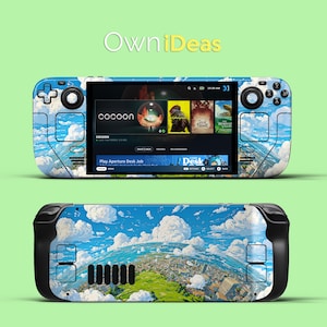 Steam Deck Oled Decal Skin Accessories Sticker with Clear Case Sky City Design Cute Birthday Gift for Girlfriend