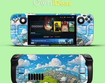 Steam Deck Oled Decal Skin Accessories Sticker with Clear Case Sky City Design Cute Birthday Gift for Girlfriend