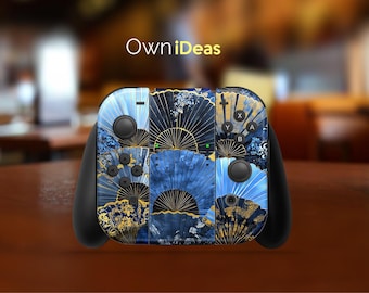 Switch Oled Skin  Sticker Decals Blue Gold Fan Rhythm Design Custom Gift For Friends For Nintendo Game Console And Dock Oled Dock Console