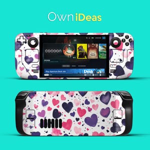 Steam Deck Clear Case Fantasy Purple Love Heart Vinyl Sticker for Steam Deck and Steam Deck Oled