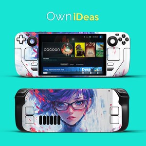 Steam Deck OLED 3M Skin Accessories Transparent Shell Cyberpunk Girl Design Girlfriend Gift Customizable Pattern