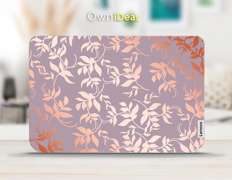 Lenovo-laptopskin Roségoud Botanische laptopskin Gepersonaliseerd aanpasbaar cadeau Geschikt voor yoga Thinkpad Thinkbook Ideapad Legion Slim afbeelding 1