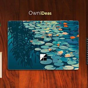 Surface Pro Skin Oil Painting Lotus Leaf Pattern Customized Personalized Gift for Surface Pro 9 8 7 6 5 4 3 X, Surface Go, Surface Go 2 Go 3