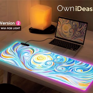 Blue Oil Painting Desk Mat Office Accessories Custom Pad Mouse Pad for Sister Large RGB Light Personalized Mouse Game Mouse Pad
