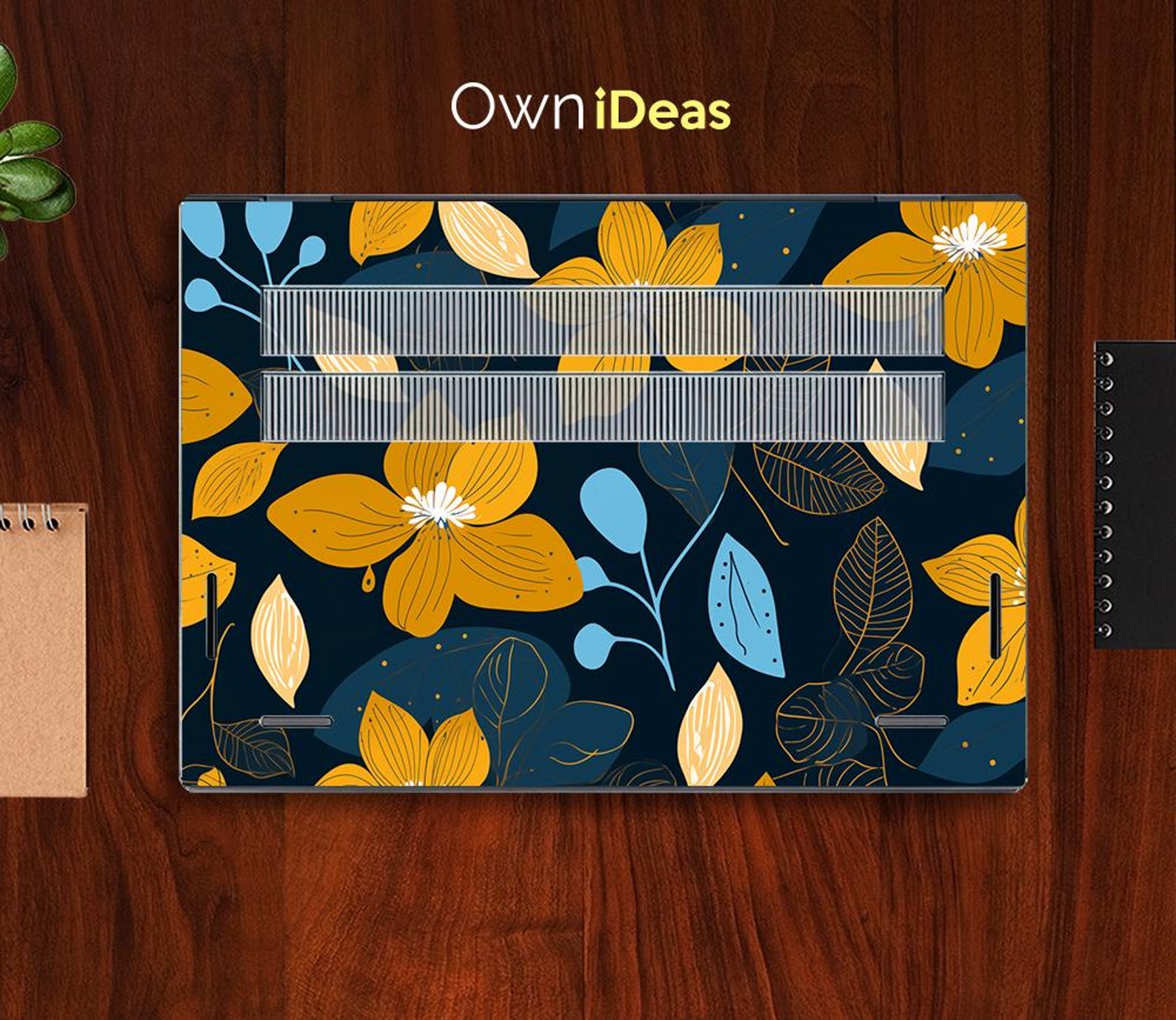 Dell Laptop Sticker Orange Floral Design Personalized Custom Gift Vinyl ...