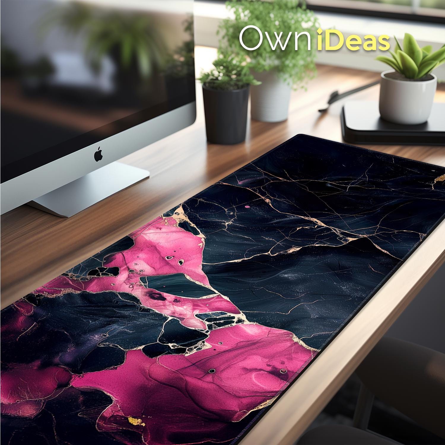 Computer Desk Mat Black Pink Marble Pattern Desk Mat Office Accessories ...