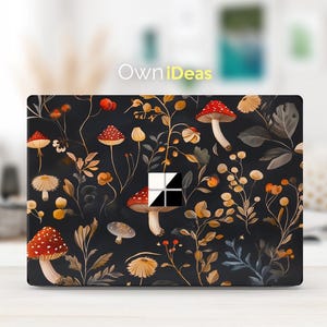 Surface Book 2 Computer Decal Dark Mushroom Design Customizable Personalized Gift for Surface Laptop 2, 3, 4, 5 and Surface Book 2, 3