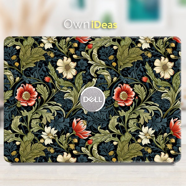 Housse pour ordinateur portable Dell 2-en-1 Design floral esthétique foncé Cadeau de personnalisation unique pour XPS Latitude Vostro Inspiron Precision Alienware