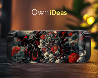 Steam Deck Oled Clear Cover Waltz of Skulls and Roses Graphic Vinyl Sticker for Steam Deck and Steam Deck Oled