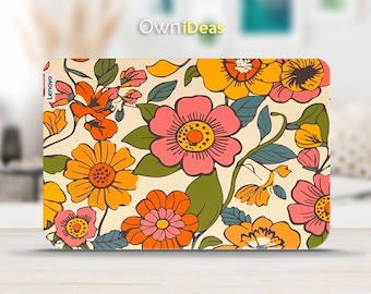 Lenovo Yoga Pro 9i Laptop Decal Orange White Flower Aesthetic Design Customizable Gift for Yoga Thinkpad Thinkbook Ideapad Legion Slim