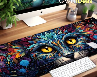 Alfombrillas de escritorio con estilo, accesorios de oficina, alfombrillas de ratón personalizadas con forma de gato, alfombrillas de ratón grandes con luz RGB, alfombrillas de ratón personalizadas, alfombrillas de ratón para juegos