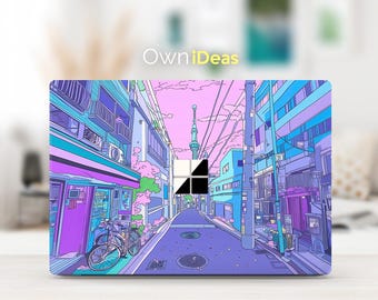 Surface Laptop Decal Purple Street Design Personalized Gift for Her For Surface Laptop 2, 3, 4, 5 and Surface Book 2,3 Series