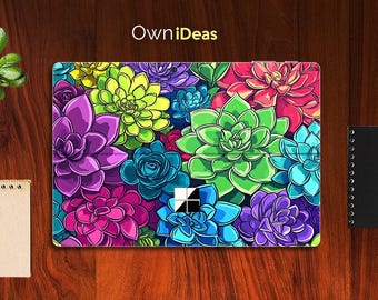 Surface Pro Skin Colorful Succulent Pattern Personalized Gift for Her for Surface Pro 9 8 7 6 5 4 3 X, Surface Go, Surface Go 2, Go 3