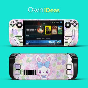Steam Deck Oled Vinyl Sticker Kawaii Pink Rabbit Design Customize Your Design Personalize Your Premium Console Controller Skin