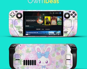 Steam Deck Oled Vinyl Sticker Kawaii Pink Rabbit Design Customize Your Design Personalize Your Premium Console Controller Skin
