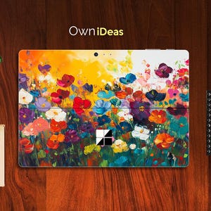 Surface Pro Go Computer Skin Colorful Oil Painting Flower Design Personalized Gift for Surface Pro 9 8 7 6 5 4 3 X Surface Go 2, Go 3