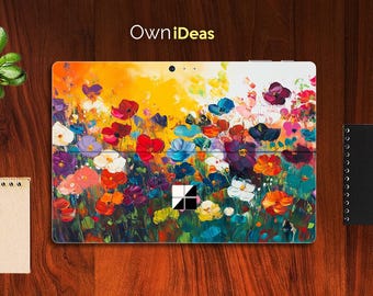 Funda para computadora Surface Pro Go con diseño de flores y pintura al óleo de colores, regalo personalizado para Surface Pro 9, 8, 7, 6, 5, 4, 3 X Surface Go 2, Go 3