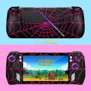 Rog Ally Accessory 3M Vinyl Skin with Clear Protective Case Pink Love Spider Web Design Customized Meaningful Photos Birthday Gift