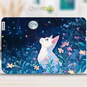 Funda para portátil Lenovo Yoga 920 con diseño de gatito blanco personalizable, regalo exclusivo para Yoga, Thinkpad, Thinkbook, Ideapad Legion Slim Series