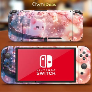 Switch Full Set Skin Sticker Decal Pink Childish Dream Design Custom Unique Photo Gift for Girlfriend for Nintendo Game Console Dock Oled