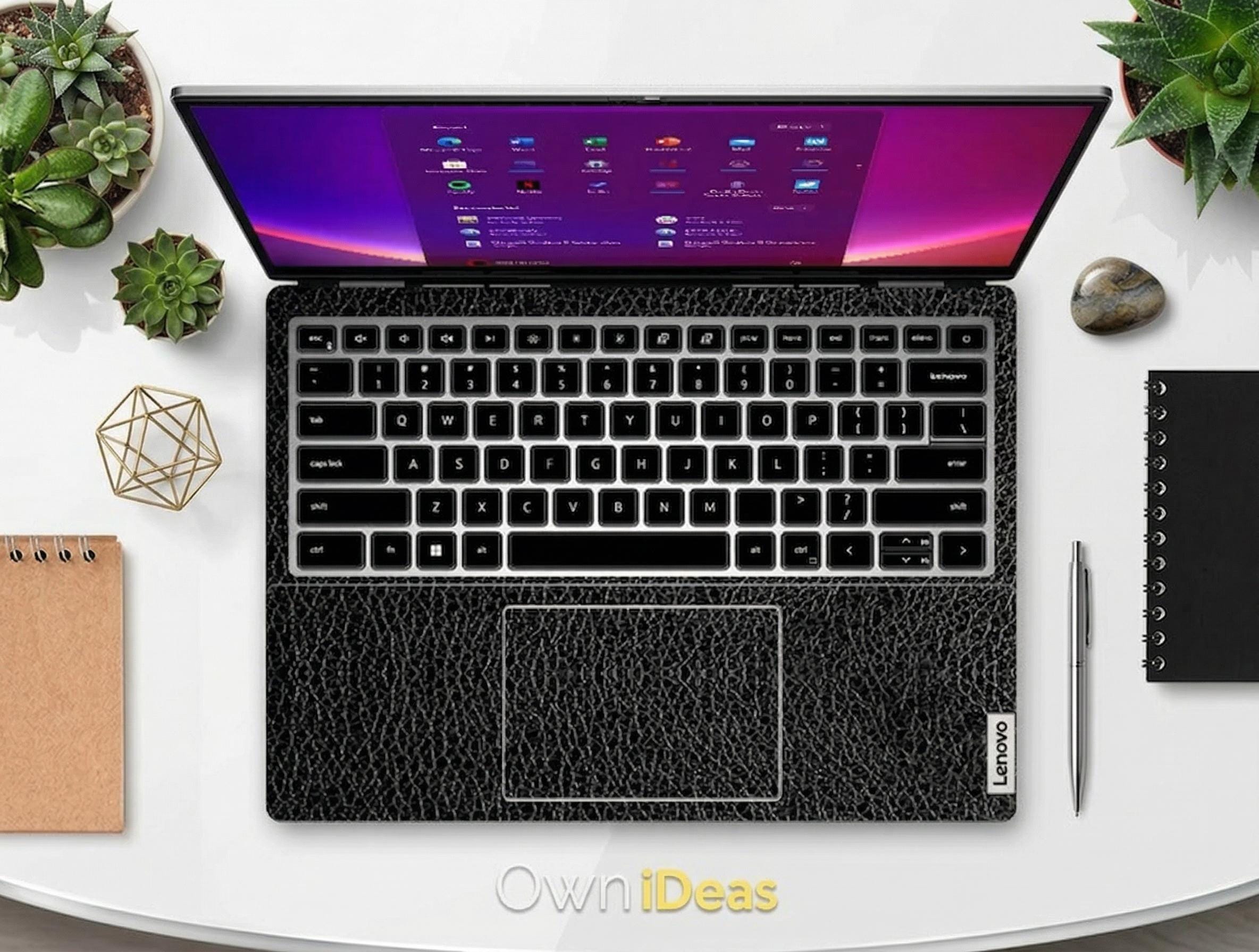 Lenovo Laptop Sticker Leather Black Color Personalized Customizable ...