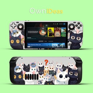 Custom Steam Deck Oled Skin Cute Cat Protector Vinyl Sticker for Steam Deck and Steam Deck Oled