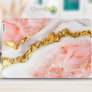 Película protectora para computadora portátil Lenovo LOQ 15, textura de mármol rosa y blanco, regalo personalizado para Yoga, Thinkpad, Thinkbook, Ideapad Legion Slim Series