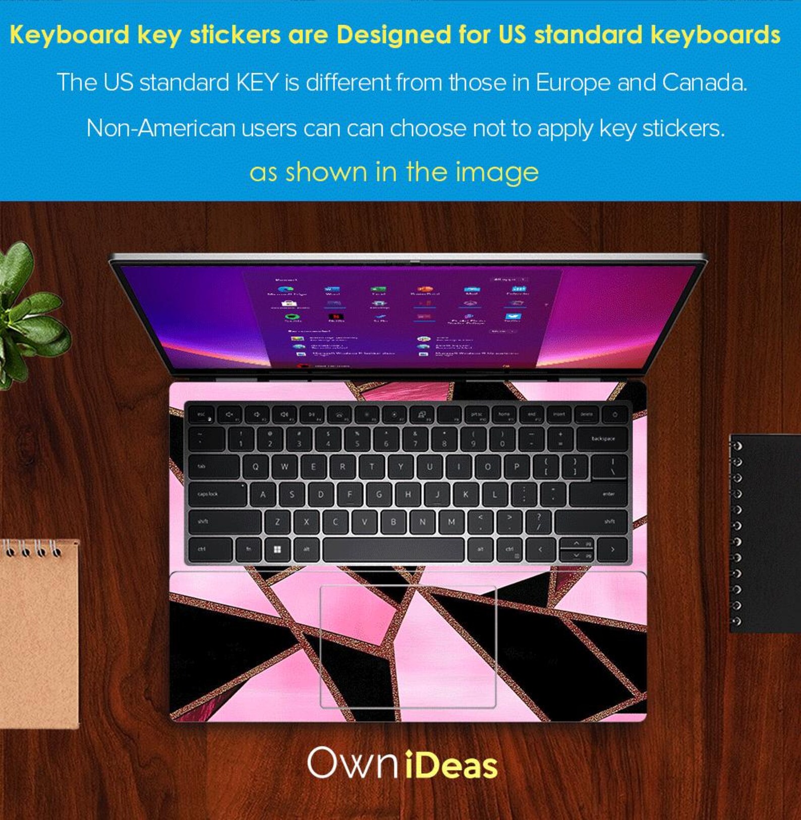 Dell Laptop Decal Black Pink Marble Design Personalized Gift Custom ...
