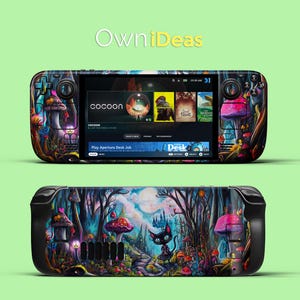 Steam Deck Oled Skin with Transparent Protective Case Fantasy Mushroom Customizable Design Christmas Gift