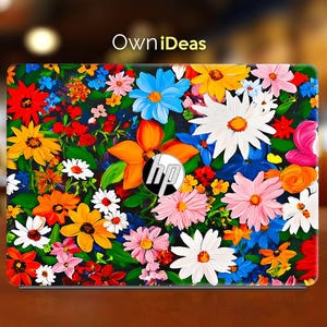 Hp Envy x360 14-es Laptop Decal Colorful Flowers Pattern Personalized Gift Vinyl Sticker for Spectre Envy Pavilion Victus Omen Zbook Series